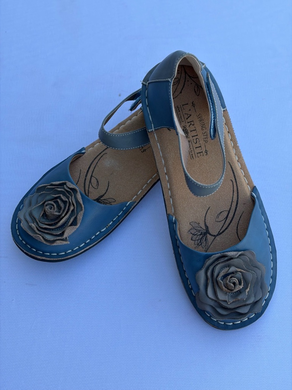 SOLD SOLD SOLD L’Artiste Spring Step Leather Mary Jane’s with Rose Floral